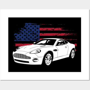 Aston Martin Vanquish Cars Form American Flag Posters and Art